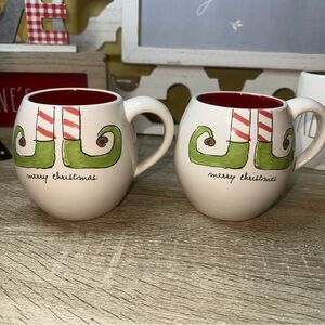 Merry Christmas Elf Mug Set - Green and Red new